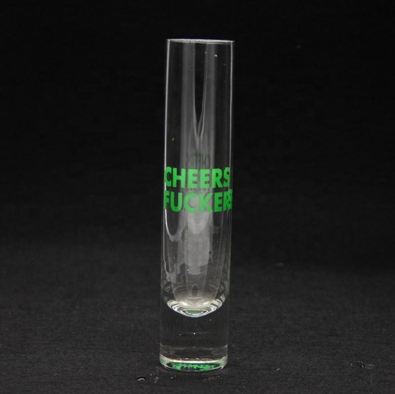 kualitas Long Sparkling Crystal Cocktail Glasses With Color Decal pabrik