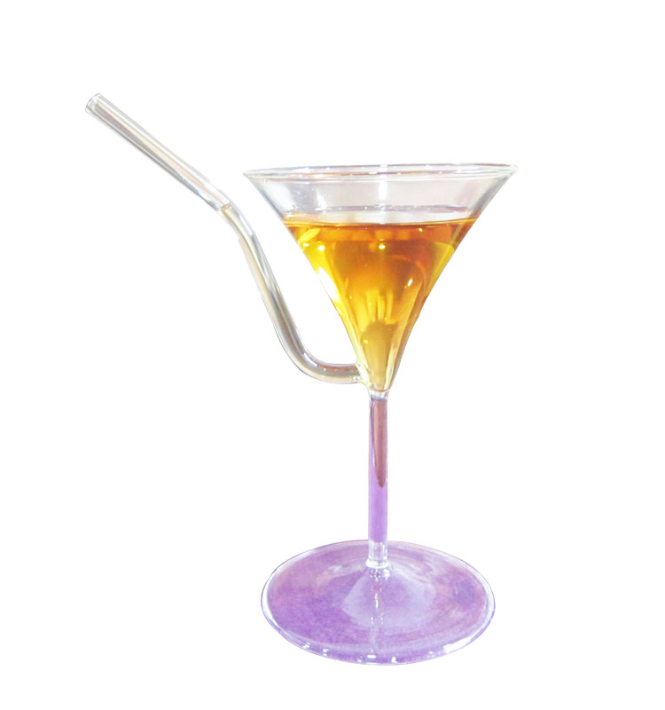 kualitas Borosilicate Vintage Cocktail Glasses With Straw pabrik