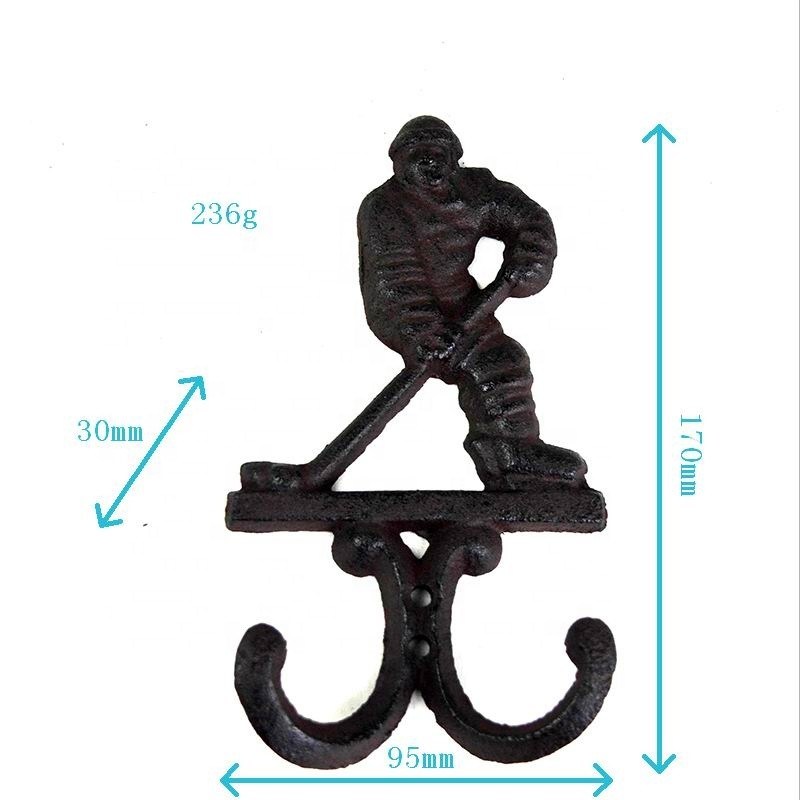 kualitas Ice Hockey Rustic Cast Iron Coat Hooks Cast Iron Crafts pabrik