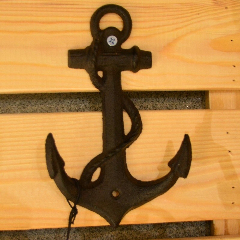 kualitas Decorative Anchor Shape Black Iron Coat Hooks Cast Iron Crafts pabrik
