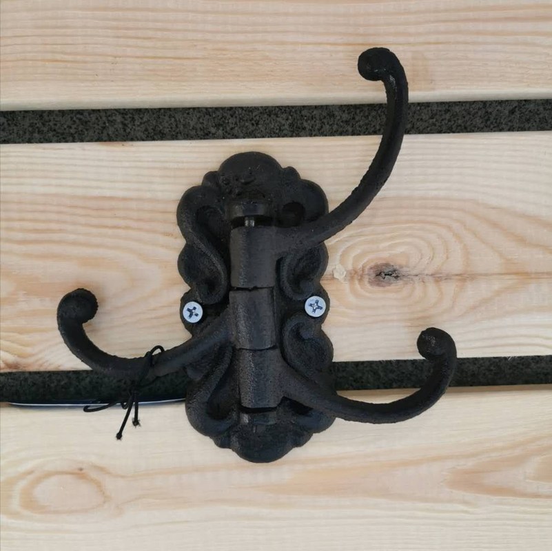 kualitas Vintage Black Iron Hooks Cast Iron Crafts For Entryway pabrik