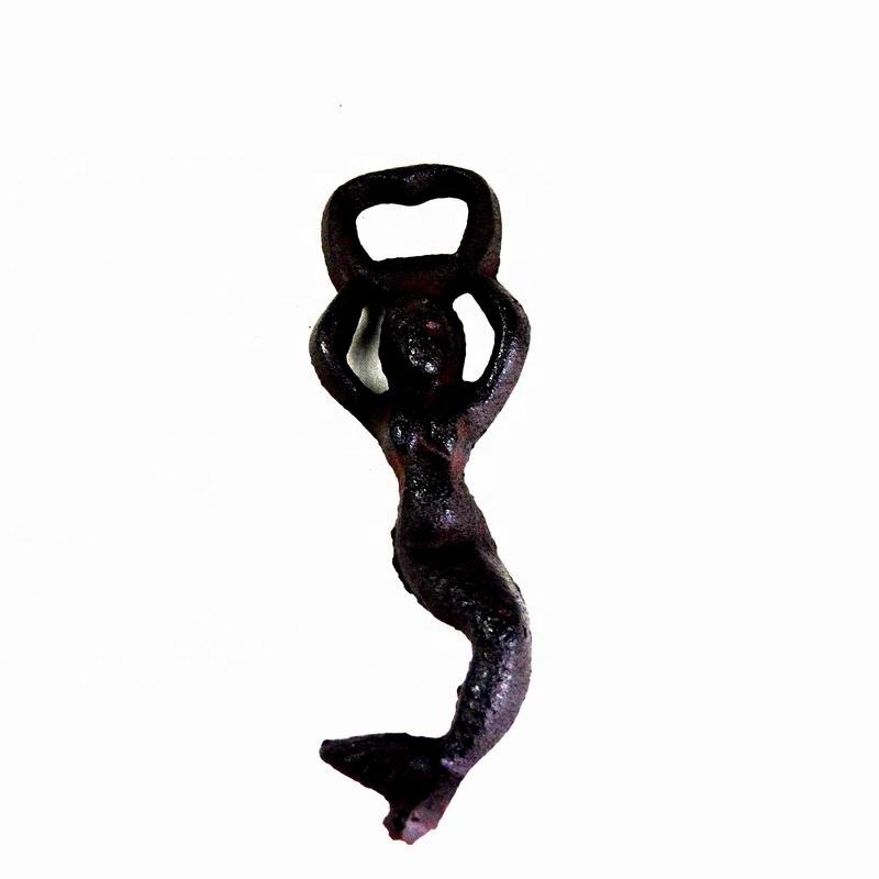 kualitas Customized Mermaid Cast Iron Wine Bottle Opener For Bar pabrik