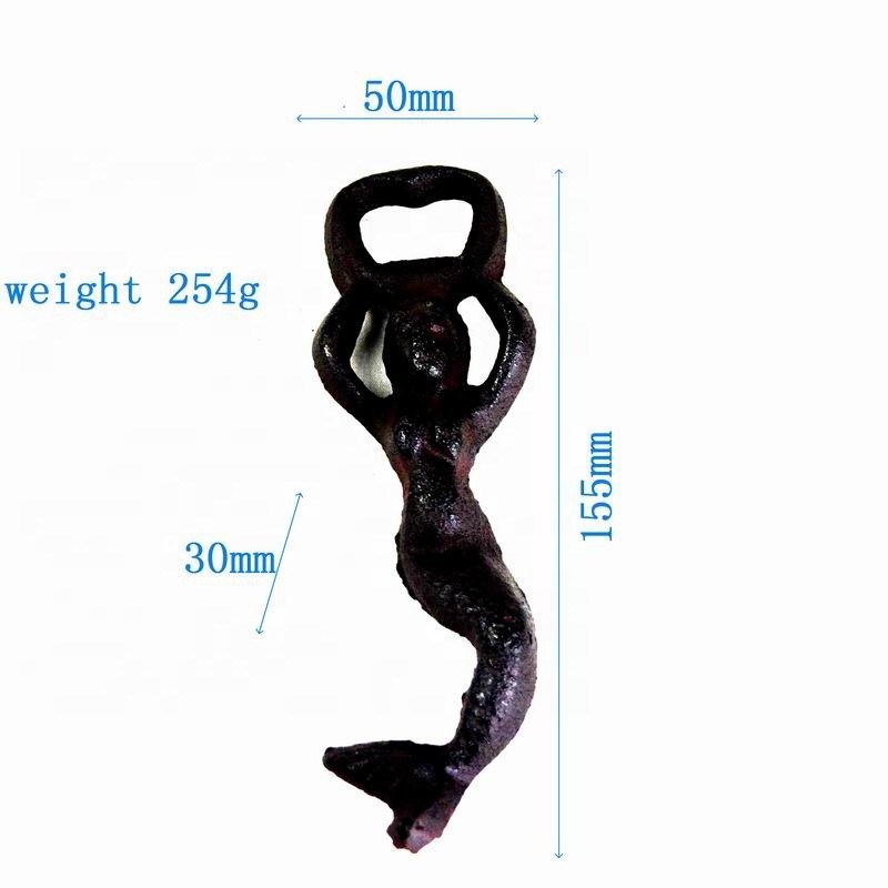 kualitas Customized Mermaid Cast Iron Wine Bottle Opener For Bar pabrik