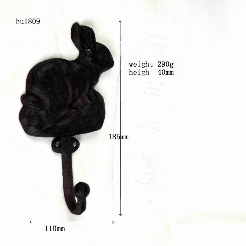 kualitas Antique Cute Rabbit Cast Iron Hat Hooks Cast Iron Crafts pabrik