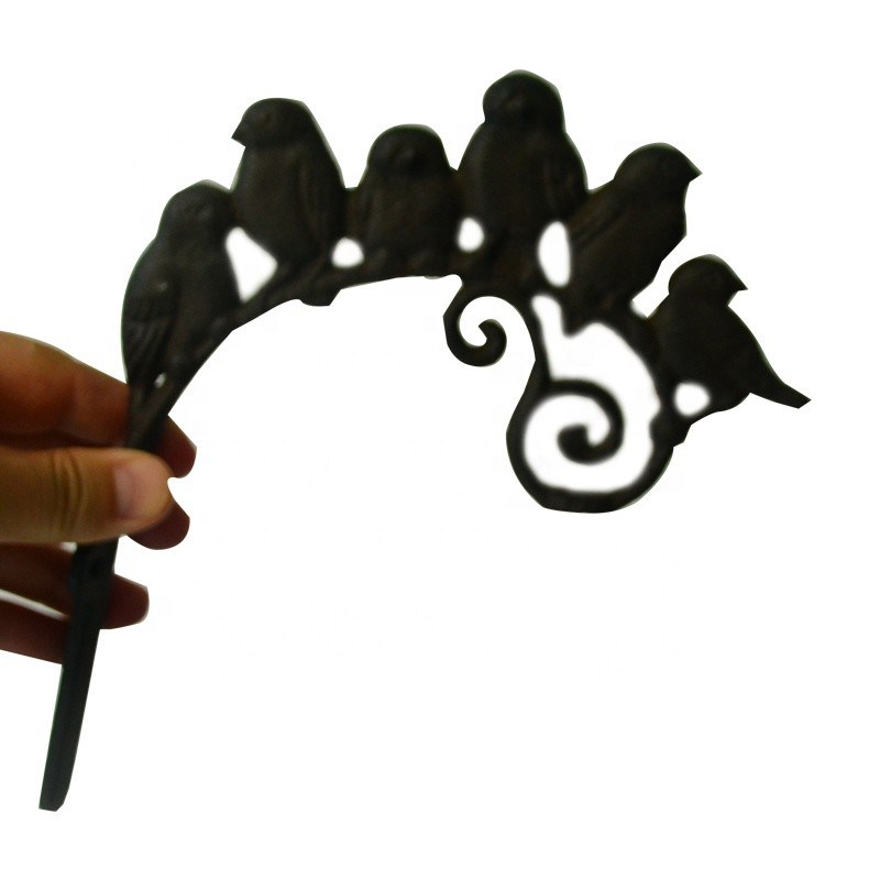 kualitas Antique Wall Mount Bird shape Black Iron Coat Hooks pabrik