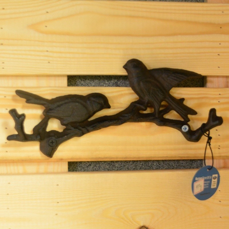 kualitas Antique Wall Mount Bird shape Black Iron Coat Hooks pabrik