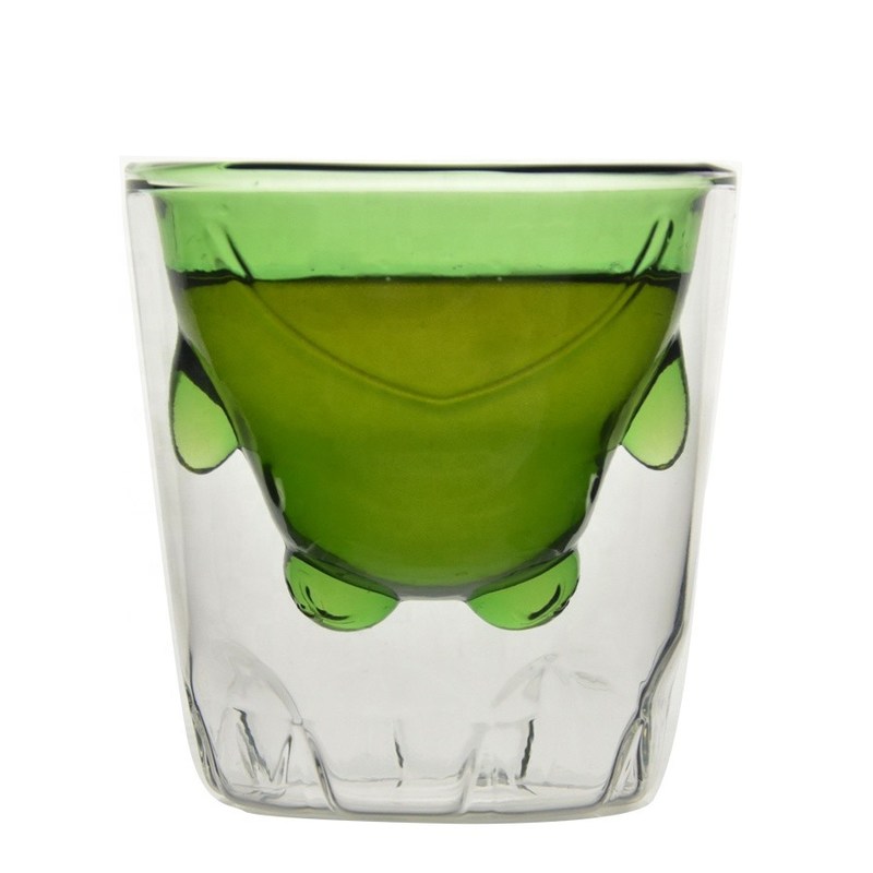 kualitas Green Borosilicate Double Layer Colored Drinking Glasses pabrik