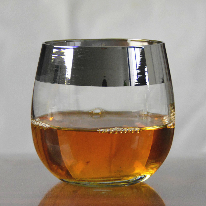 kualitas Silver Rim Ion Plated Platinum Tumbler Drinking Glasses pabrik