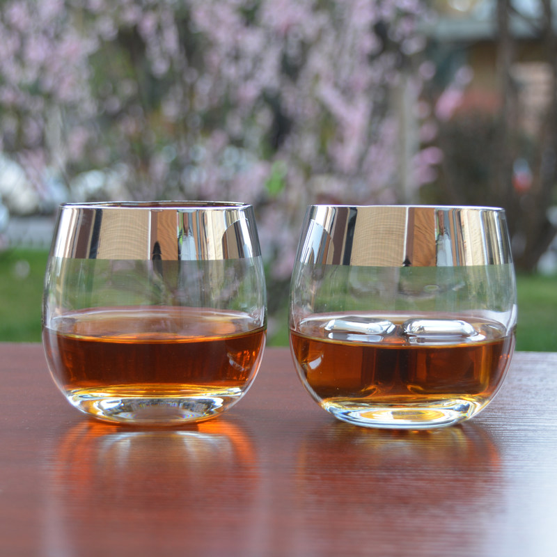 kualitas Silver Rim Ion Plated Platinum Tumbler Drinking Glasses pabrik