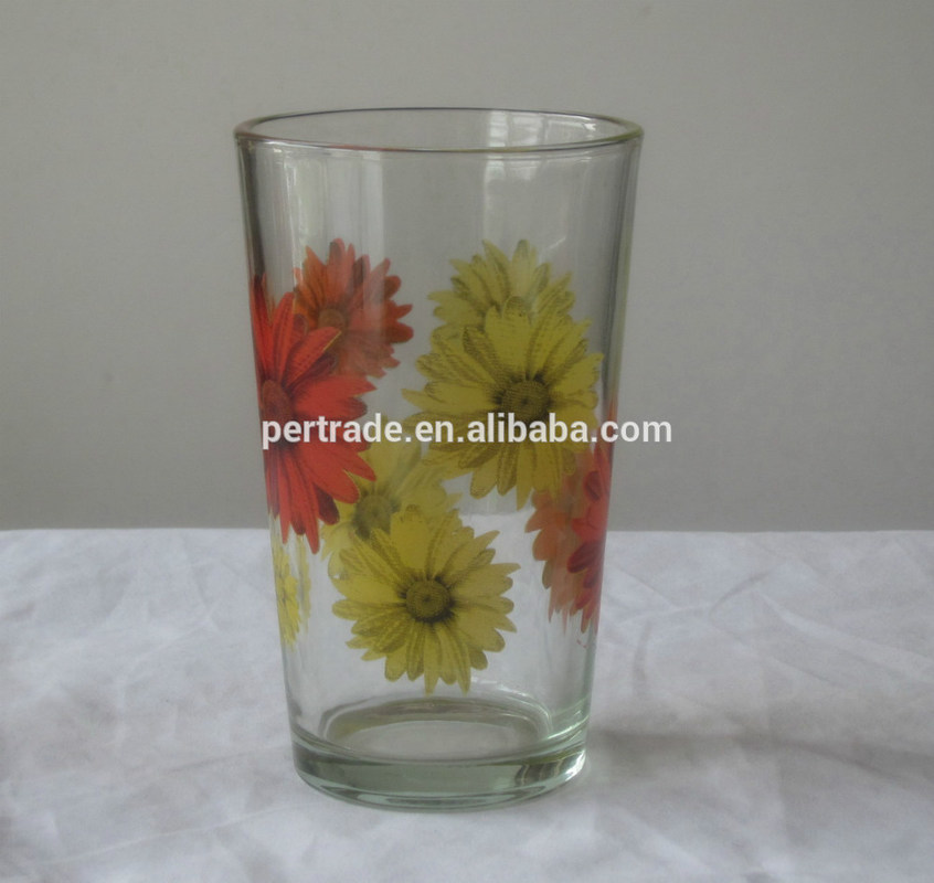 kualitas Silk Printed Blooming Daisy 16 Oz Highball Glasses pabrik