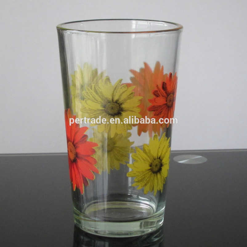 kualitas Silk Printed Blooming Daisy 16 Oz Highball Glasses pabrik