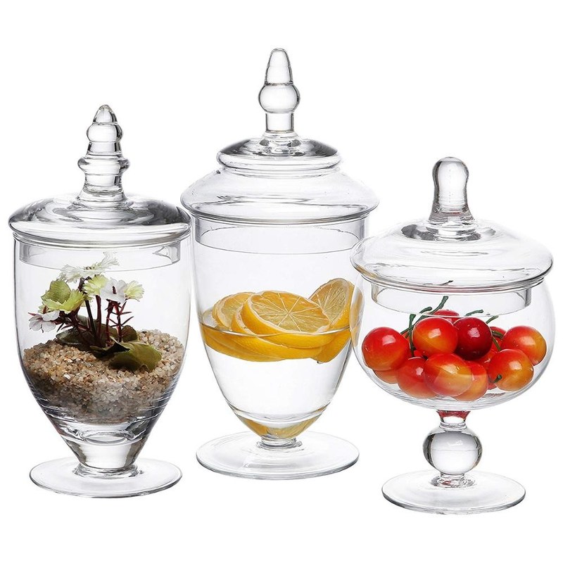kualitas Multipurpose Set Of 3 Clear Glass Jars For Kitchen pabrik