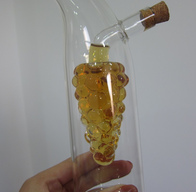 kualitas Double Layer Grape Shape Glass Canister With Lid For Oil pabrik