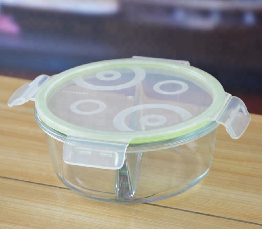 kualitas Two Pots Borosilicate Clear Glass Storage Jars , Glass Bowls With Lids pabrik