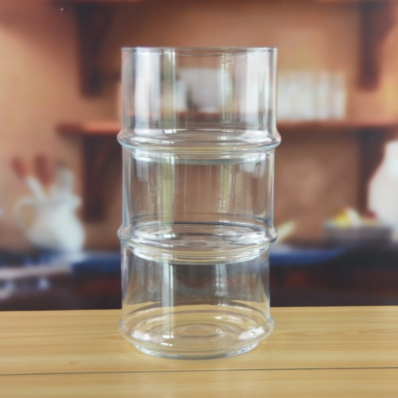 kualitas Stackable 3 Layers Tower Shaped Glass Storage Jars pabrik