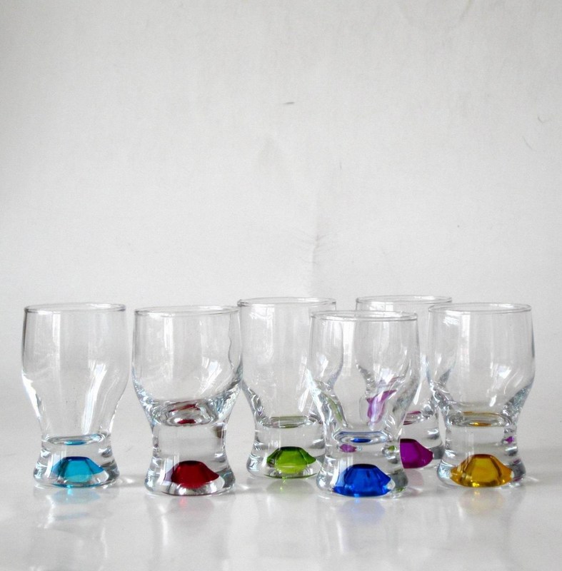kualitas Handpainted Rainbowl Bottom Crystal Shot Glasses For Pub pabrik