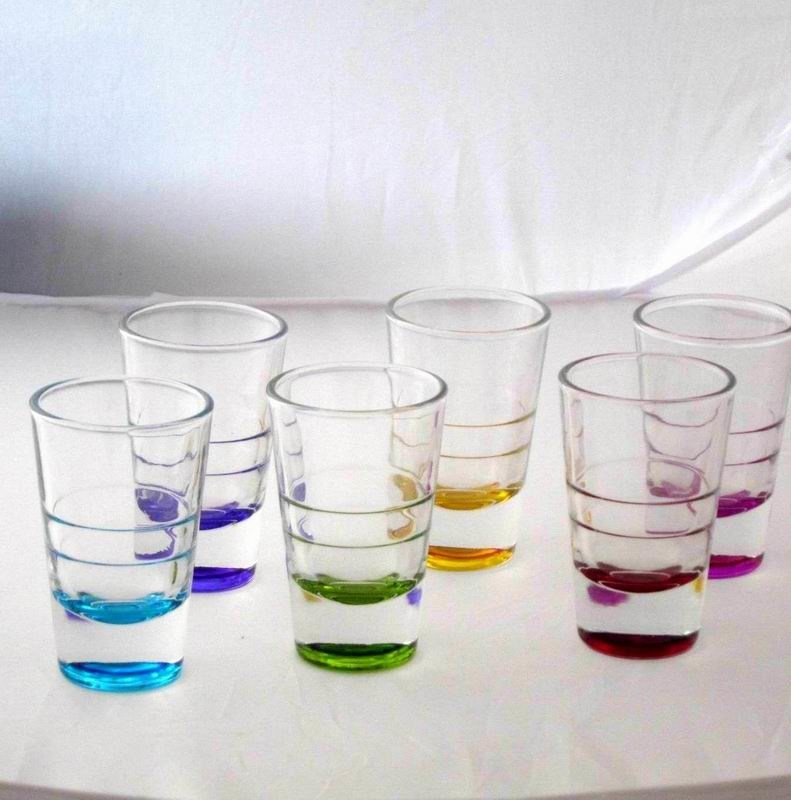 kualitas Handpainted Rainbowl Bottom Crystal Shot Glasses For Pub pabrik