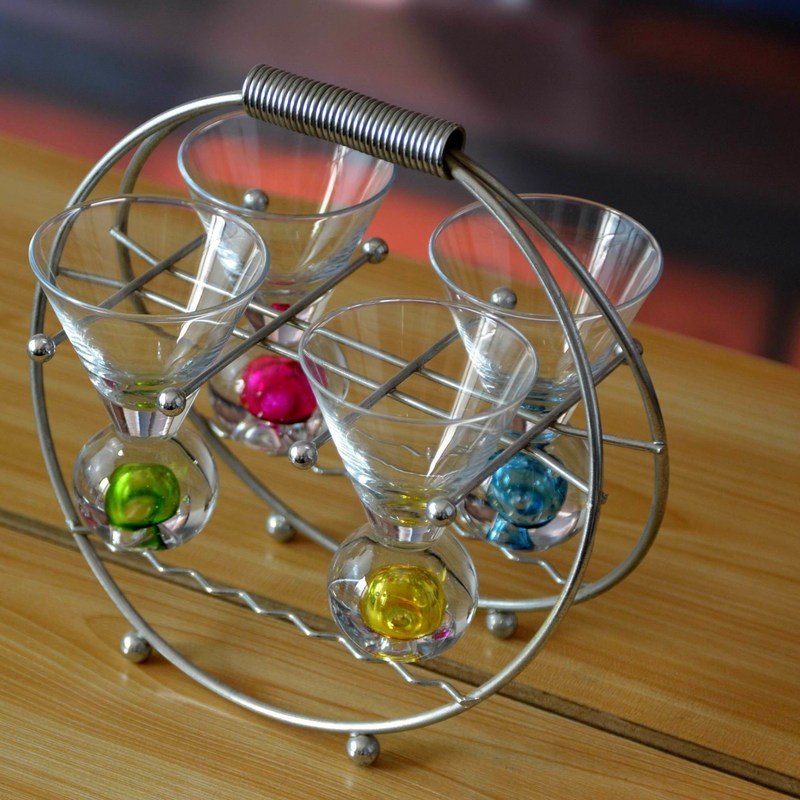 kualitas Hand Made 6 Color Ball Bottom Unique Shot Glass Set pabrik