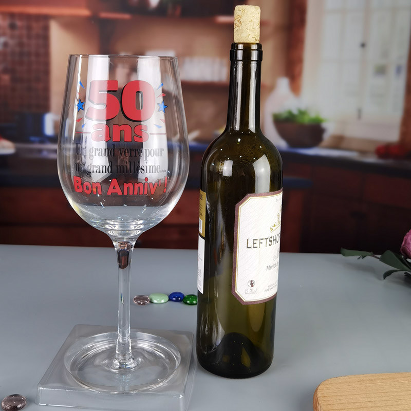 kualitas Clear 1 Litre Giant Wine Glass With Anniversary Decor pabrik