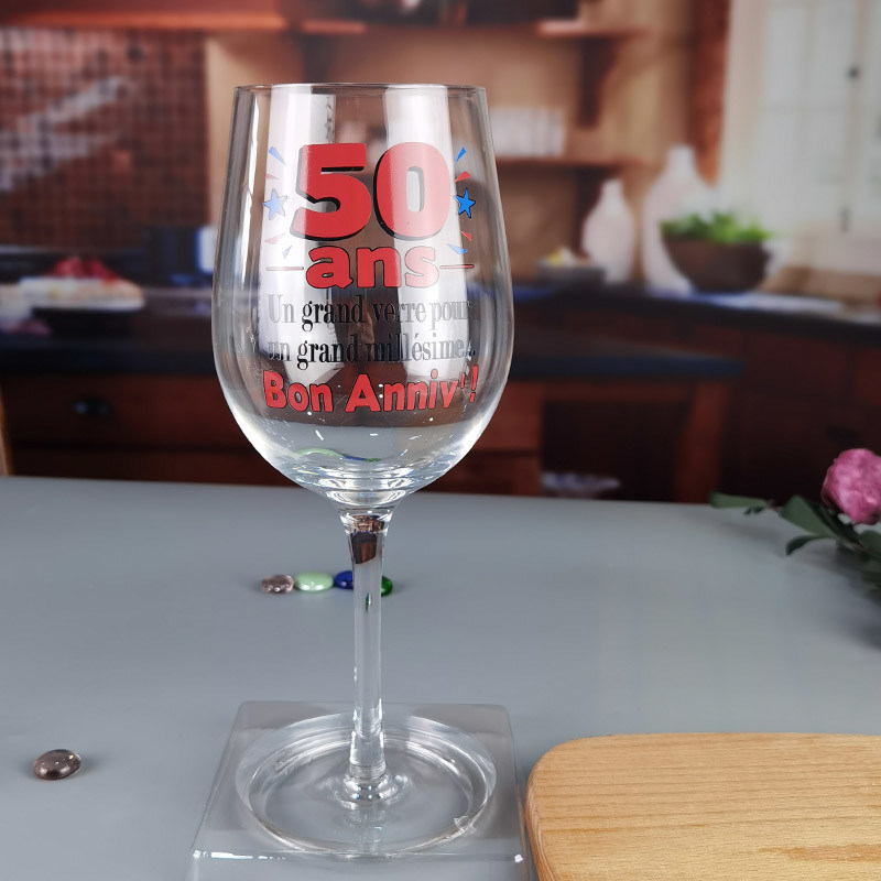kualitas Clear 1 Litre Giant Wine Glass With Anniversary Decor pabrik