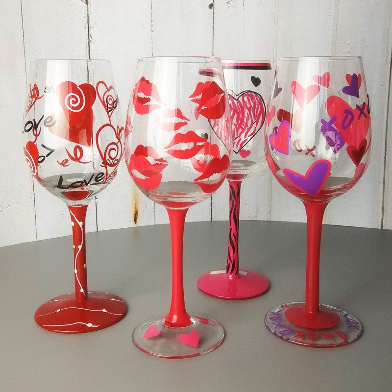 kualitas FDA Holiday Gift Hand Painted Festival Wine Glass pabrik