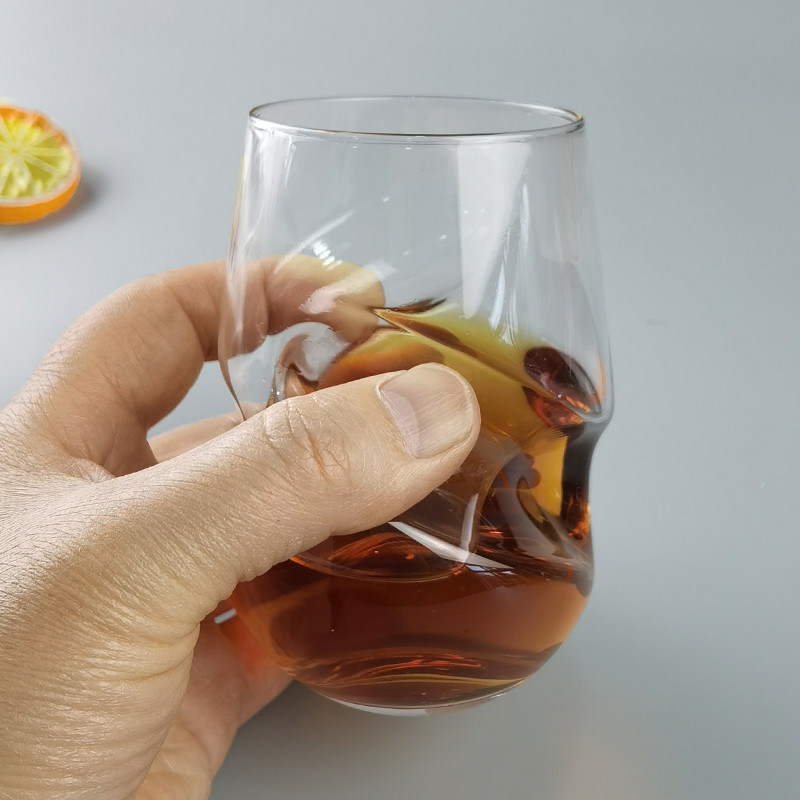 kualitas Twisted Swirling Crystal Red Wine Glasses 250ml Stemless pabrik