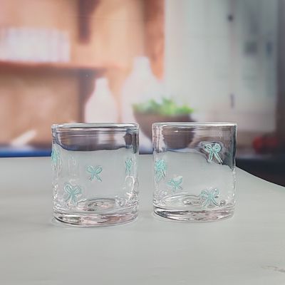 kualitas 14oz Valentine's Decorative DOF Glass Bowknot Water Tumbler Glasses Mexico Icon Rock Glass Cup for Wedding Party Gift pabrik