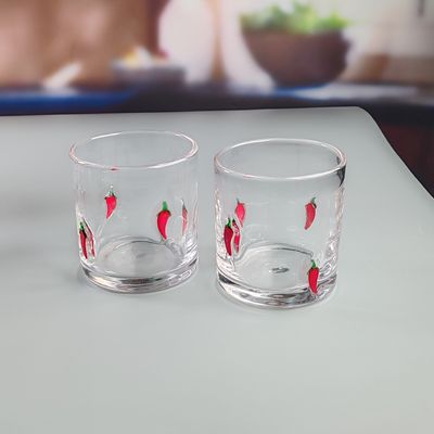 kualitas 14oz Chili Decorative DOF Glass Heart Shape Water Tumbler Glasses Mexico Rock Glass Cup for Wedding Party Gift pabrik