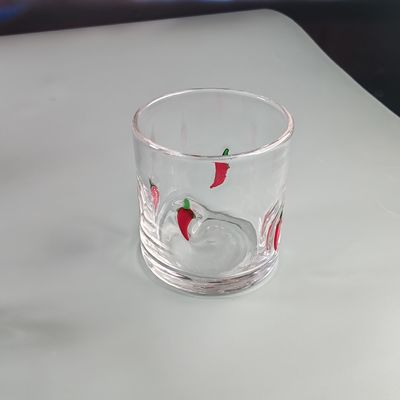 kualitas 14oz Chili Decorative DOF Glass Heart Shape Water Tumbler Glasses Mexico Rock Glass Cup for Wedding Party Gift pabrik