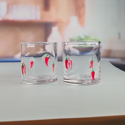 kualitas 14oz Chili Decorative DOF Glass Heart Shape Water Tumbler Glasses Mexico Rock Glass Cup for Wedding Party Gift pabrik