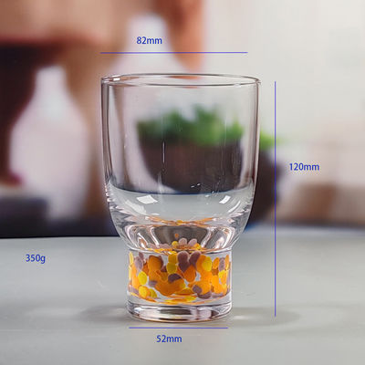 kualitas Confetti Decorative DOF Glass Handmade Crystal Tumbler Water Glasses Mexico Rock Glass Cup for Wedding Party Gift pabrik