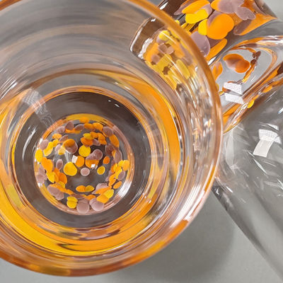 kualitas Confetti Decorative DOF Glass Handmade Crystal Tumbler Water Glasses Mexico Rock Glass Cup for Wedding Party Gift pabrik