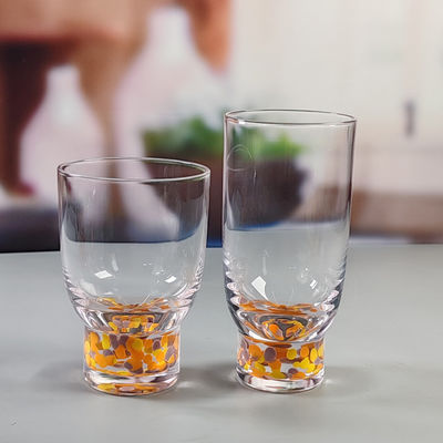 kualitas Confetti Decorative DOF Glass Handmade Crystal Tumbler Water Glasses Mexico Rock Glass Cup for Wedding Party Gift pabrik