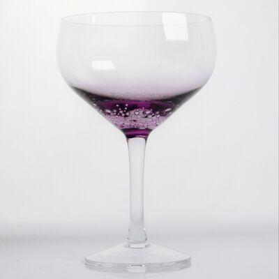 kualitas Lavender bubble Crystal Wine Glass handblown with gradient tint and delicate trapped bubbles combining elegance with durability pabrik