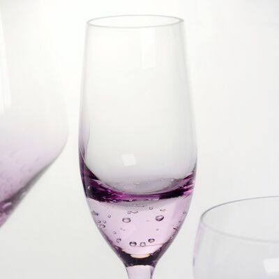 kualitas Lavender bubble Crystal Wine Glass handblown with gradient tint and delicate trapped bubbles combining elegance with durability pabrik