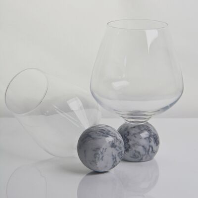 kualitas Marble Sphere Base Crystal Wine Glass Set Handblown Ultra Clear Crystal with Natural Stone Elegance Ideal for Daily and Special Gatherings pabrik