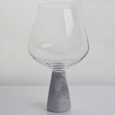 kualitas Hand Blown Crystal Wine Glass with Modern Gray Marble Stem Base Ultra Clear Bowl Perfect for Dinner Parties and Everyday pabrik
