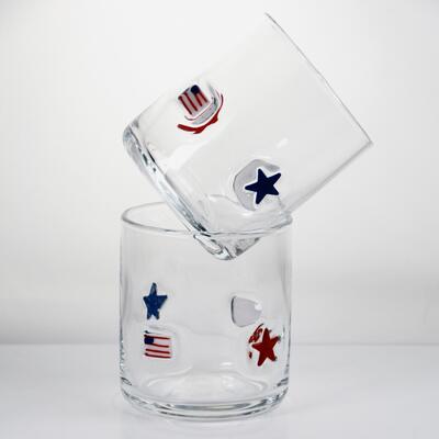 kualitas Hand Blown Patriotic Design Icon Glass dengan Kapasitas 400ml - Clear Tumbler untuk Whiskey dan Cocktail pabrik
