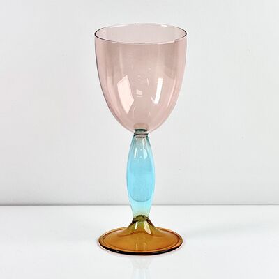 Kualitas Hand-Blown Gradient Color Borosilicate Wine Glasses, Multi-Color Artistic Stem Goblets for Wine, Cocktail, Home Bar & Party Decor pabrik