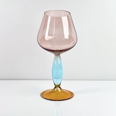 Kualitas Hand-Blown Gradient Color Borosilicate Wine Glasses, Multi-Color Artistic Stem Goblets for Wine, Cocktail, Home Bar & Party Decor pabrik