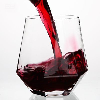 kualitas Diamond Geometric Gold Rim Crystal Glass Tumblers , Glass Drinking Cup pabrik