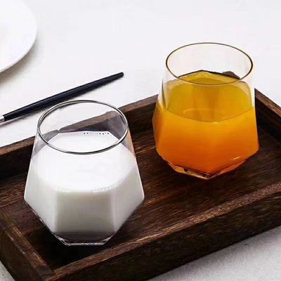 kualitas Diamond Geometric Gold Rim Crystal Glass Tumblers , Glass Drinking Cup pabrik