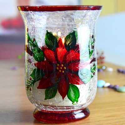 kualitas Ice Crack Classic American Glass Hurricane Candle Holder pabrik