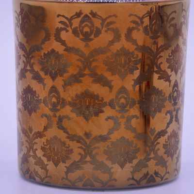 kualitas Copper Glass Candle Holders With Laser Engrave Pattern pabrik