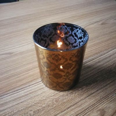 kualitas Copper Glass Candle Holders With Laser Engrave Pattern pabrik