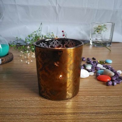 kualitas Copper Glass Candle Holders With Laser Engrave Pattern pabrik