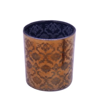 kualitas Copper Glass Candle Holders With Laser Engrave Pattern pabrik
