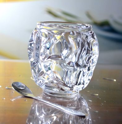 kualitas Heavy Duty Unik Ribbed Glass Candle Holder, Clear Glass Candle Holder Untuk Tealight pabrik