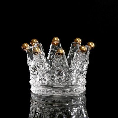 kualitas Classic Crown Clear Glass Candle Holders pabrik