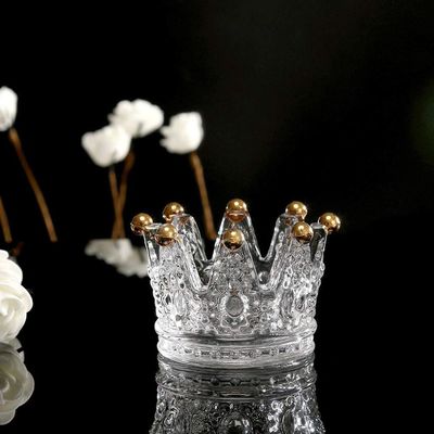 kualitas Classic Crown Clear Glass Candle Holders pabrik